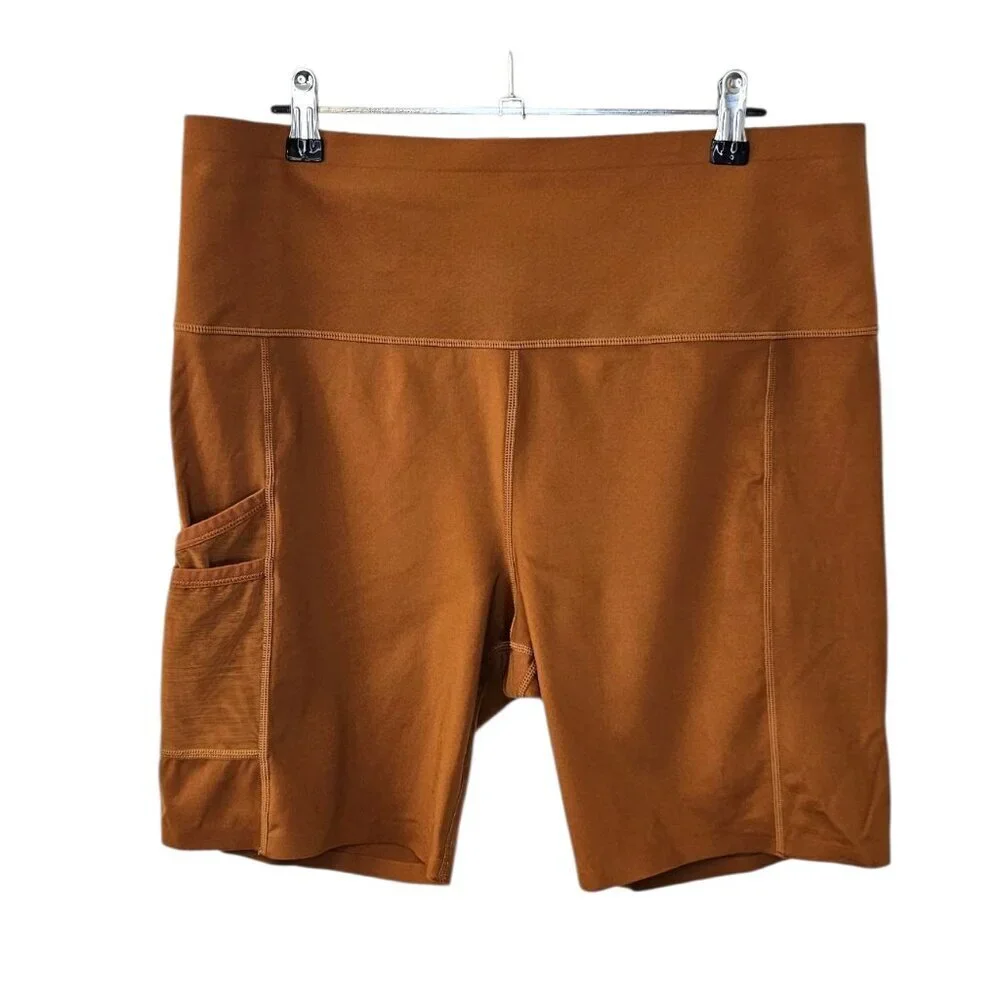 Knix Stashable Pocket Athletic Shorts, Thick Shaping Waistband, Rust, Size XXL - Picture 1 of 9